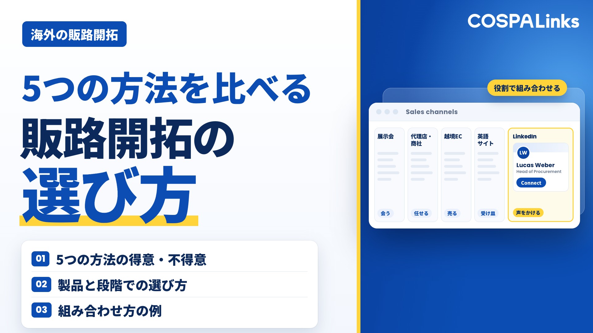海外の販路開拓の方法｜展示会・代理店・越境EC・LinkedInの比べ方と選び方