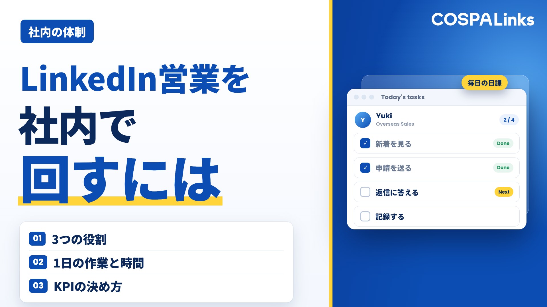 LinkedIn営業を社内で回すには｜体制・1日の作業・KPIの決め方