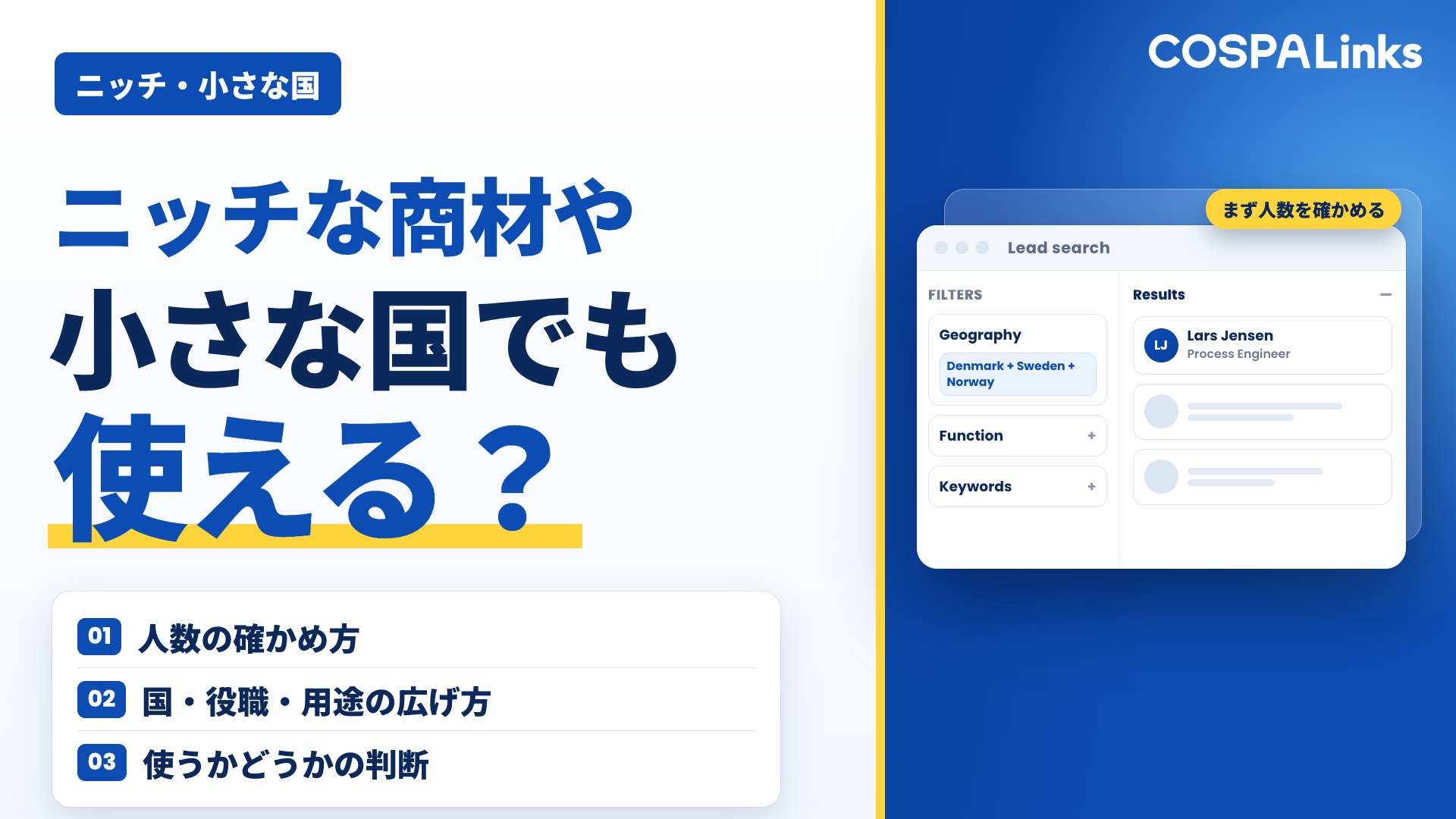 ニッチな商材や小さな国でもLinkedIn営業は使える？｜始める前に人数を確かめる方法と広げ方